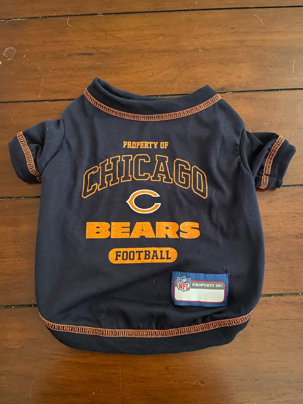 Chicago Bears Navy Blue & Orange Dog Tee Sz Small